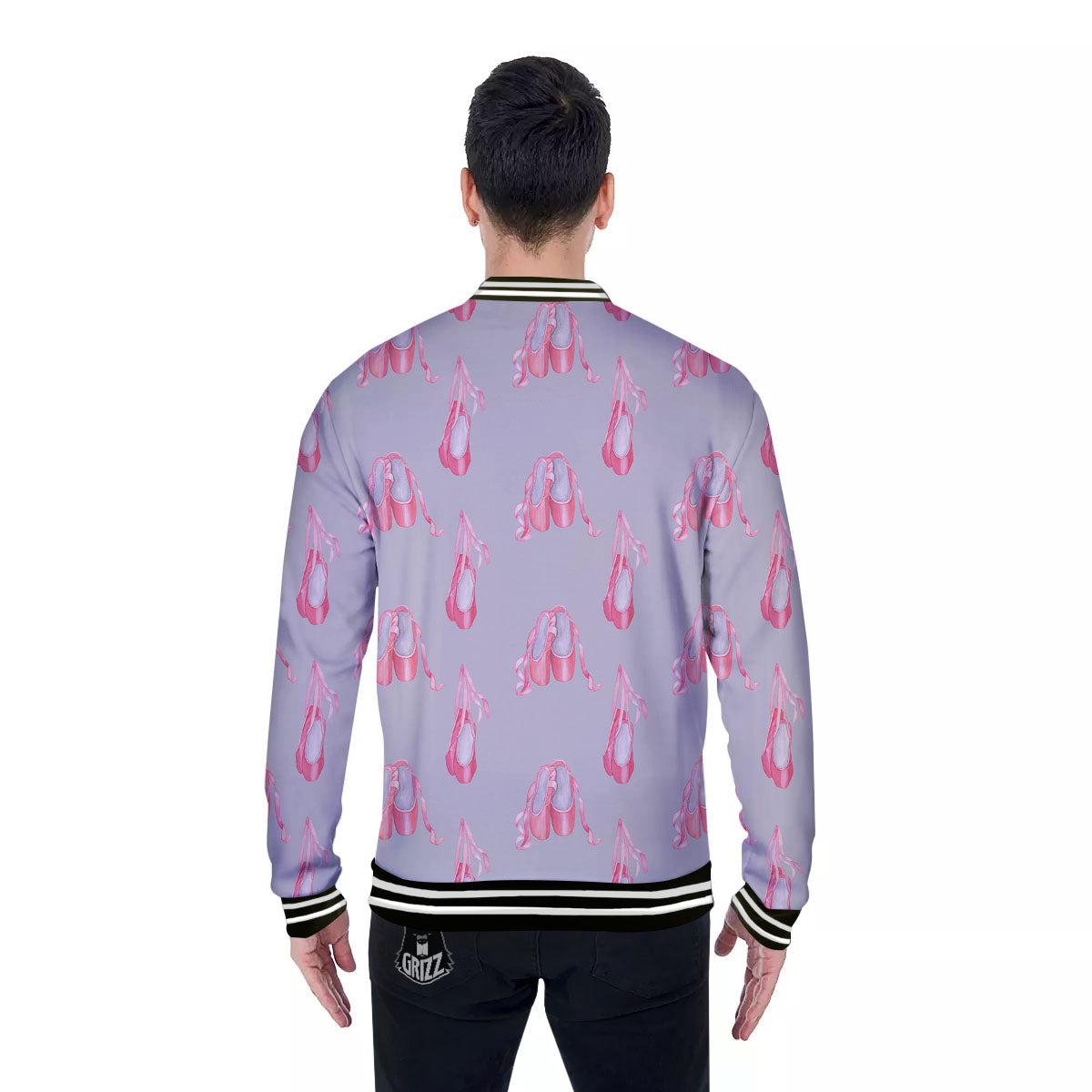Pink Ballet Shoes Print Pattern Baseball Jacket-grizzshop