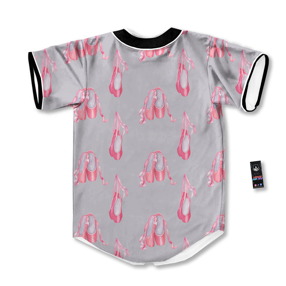 Pink Ballet Shoes Print Pattern Baseball Jersey-grizzshop