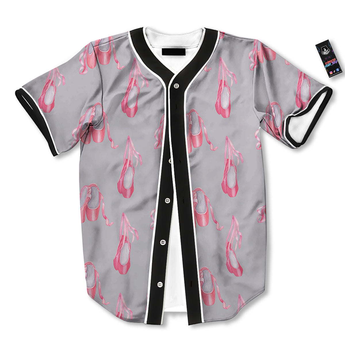 Pink Ballet Shoes Print Pattern Baseball Jersey-grizzshop