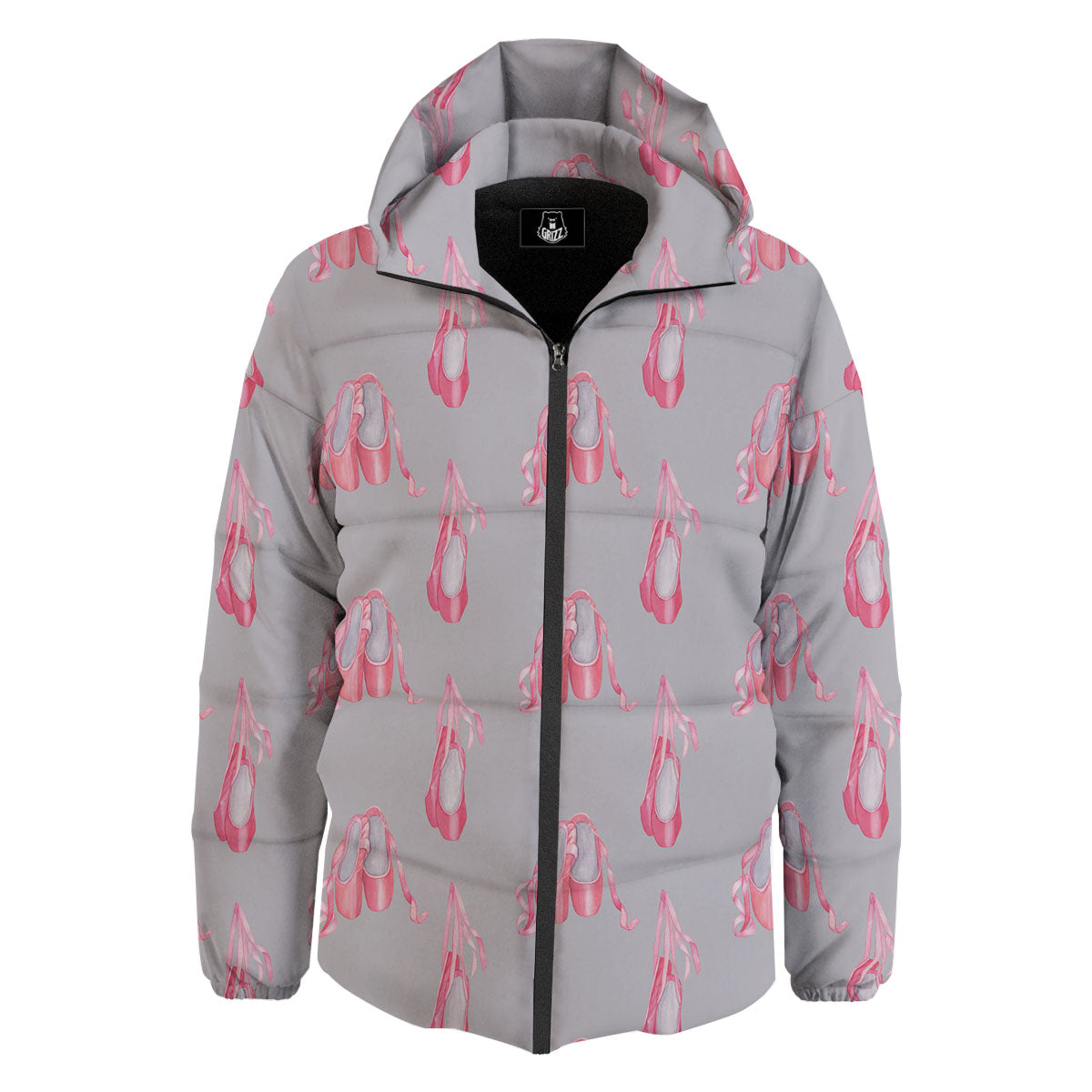 Pink Ballet Shoes Print Pattern Down Jacket-grizzshop