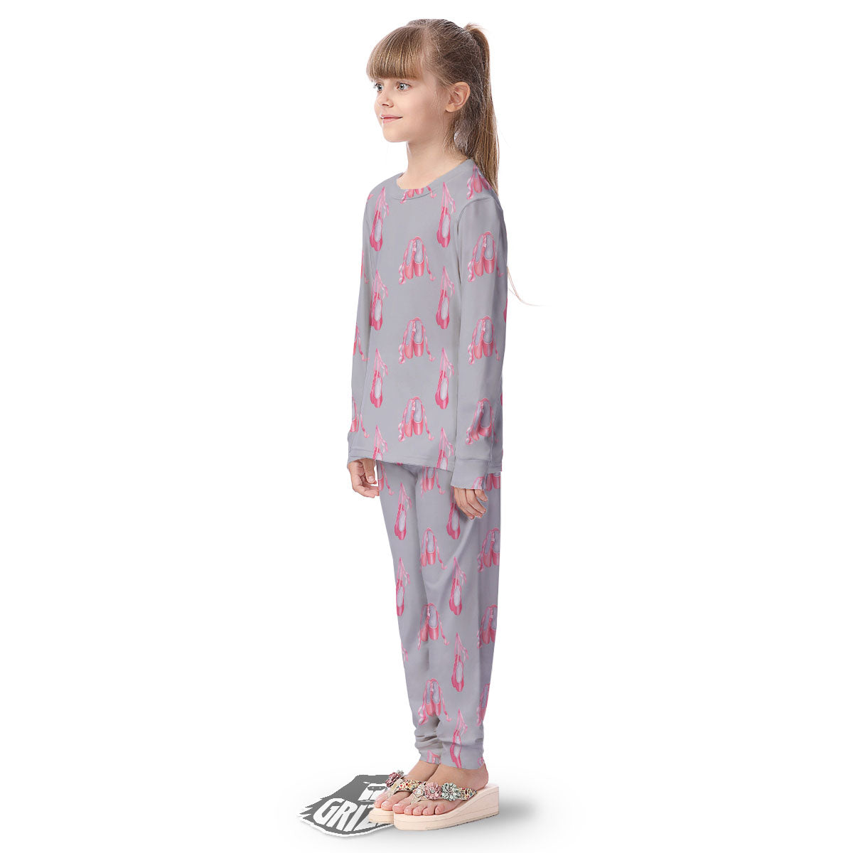 Pink Ballet Shoes Print Pattern Kid's Pajamas-grizzshop