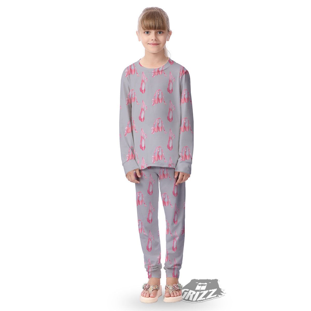 Pink Ballet Shoes Print Pattern Kid's Pajamas-grizzshop