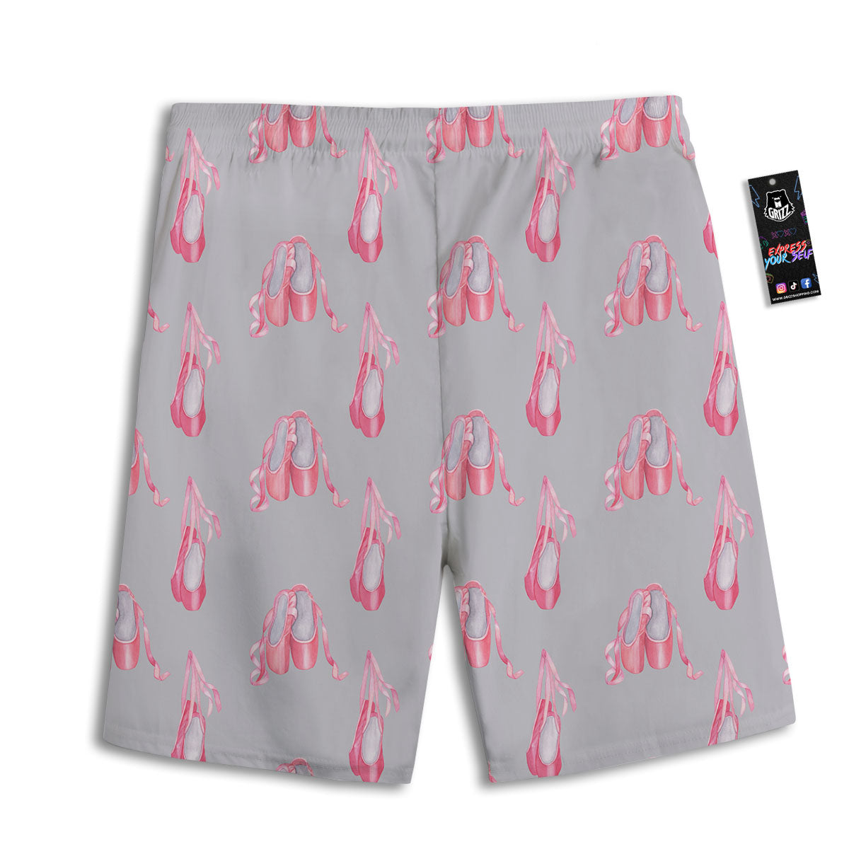 Pink Ballet Shoes Print Pattern Men's Athletic Shorts