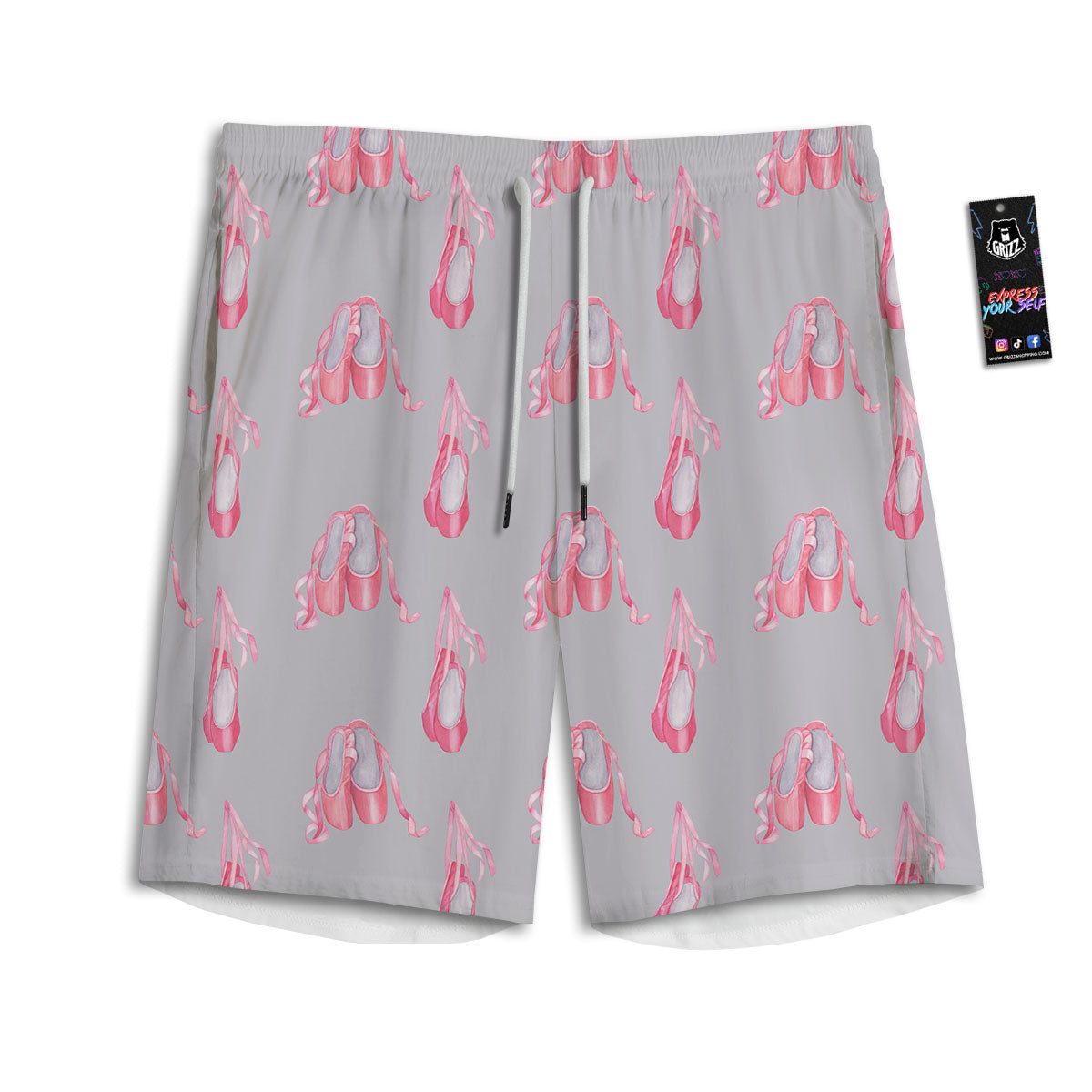 Pink Ballet Shoes Print Pattern Men's Athletic Shorts