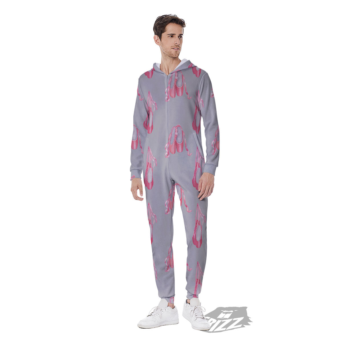 Pink Ballet Shoes Print Pattern Men's Jumpsuit-grizzshop