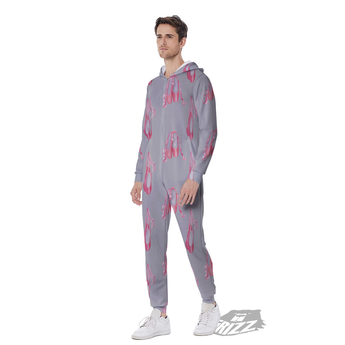 Pink Ballet Shoes Print Pattern Men's Jumpsuit-grizzshop