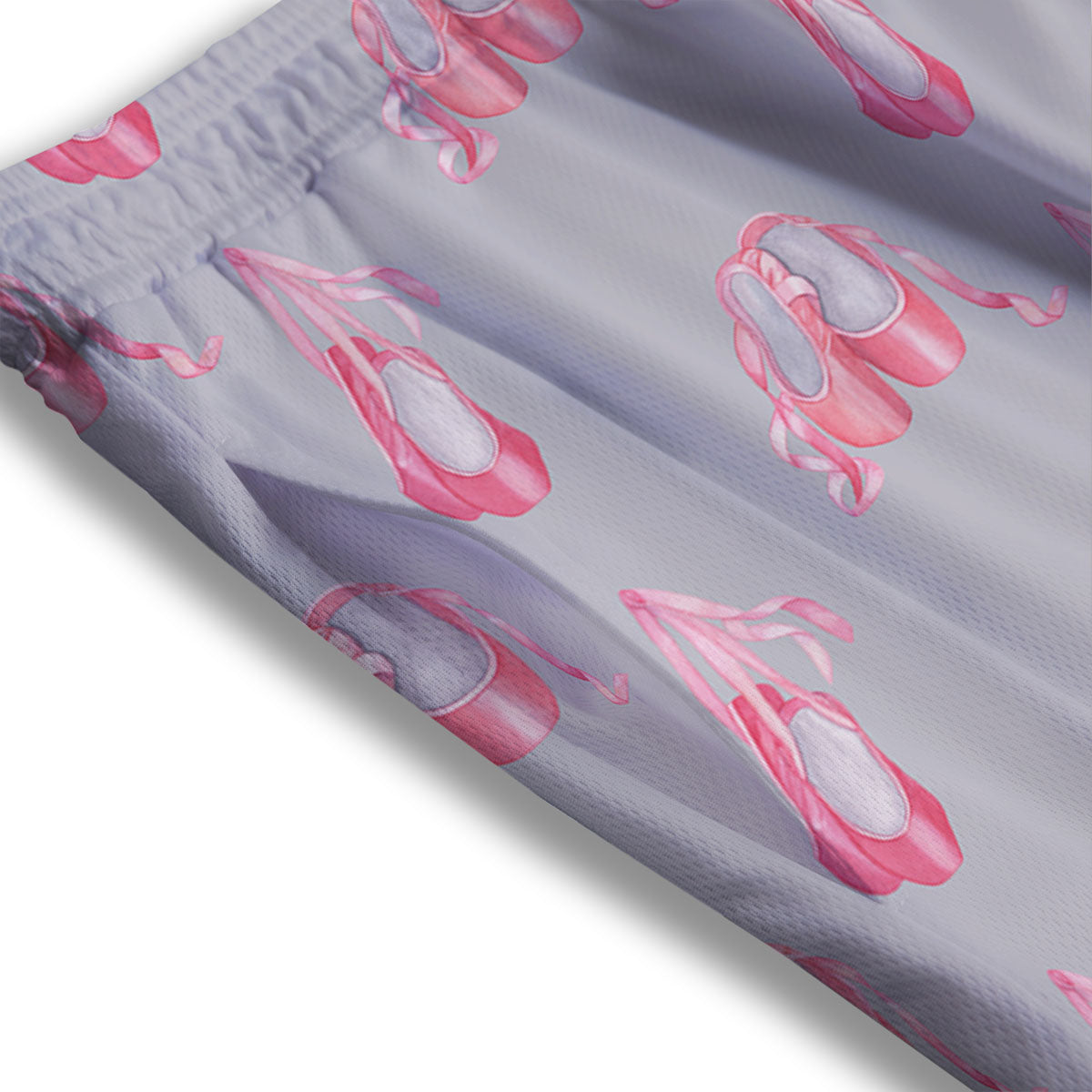 Pink Ballet Shoes Print Pattern Mesh Shorts