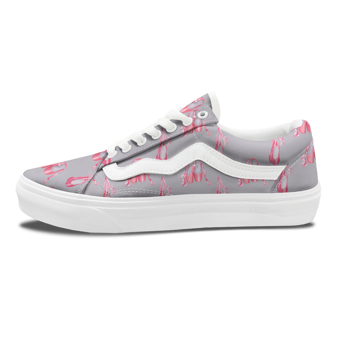Pink Ballet Shoes Print Pattern Skate Shoes-grizzshop