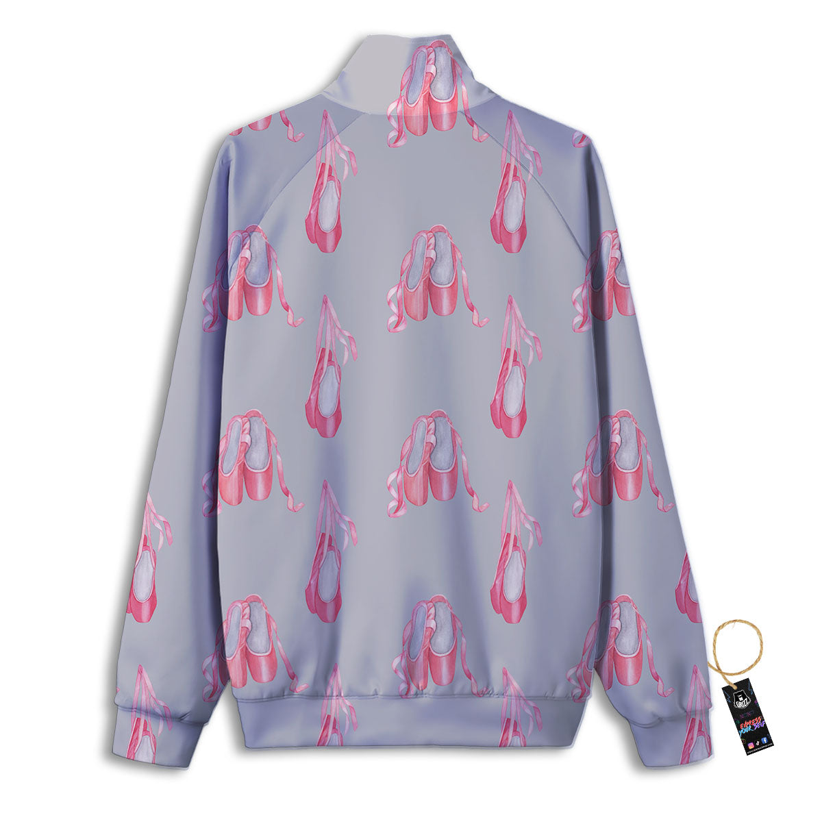Pink Ballet Shoes Print Pattern Track Jacket-grizzshop
