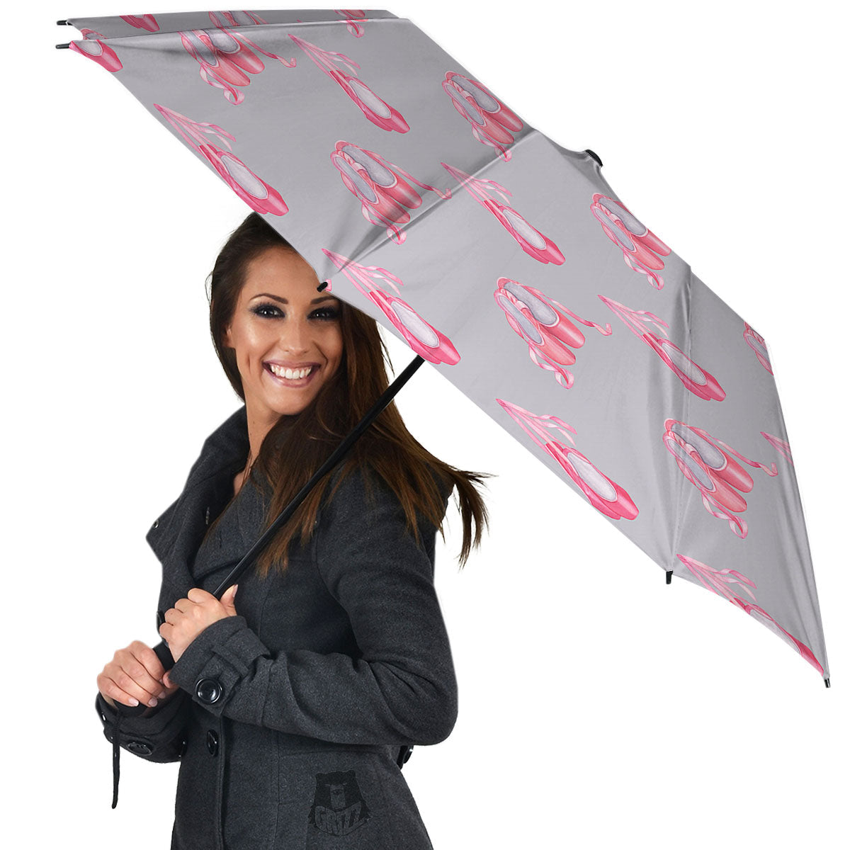 Pink Ballet Shoes Print Pattern Umbrella-grizzshop
