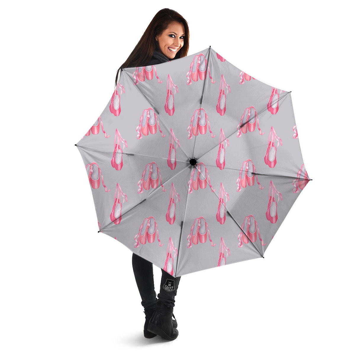 Pink Ballet Shoes Print Pattern Umbrella-grizzshop