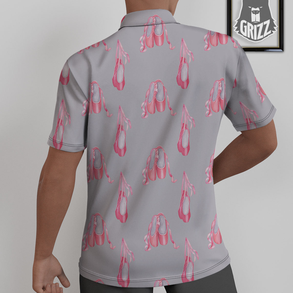 Pink Ballet Shoes Print Pattern Untucked Shirts-grizzshop