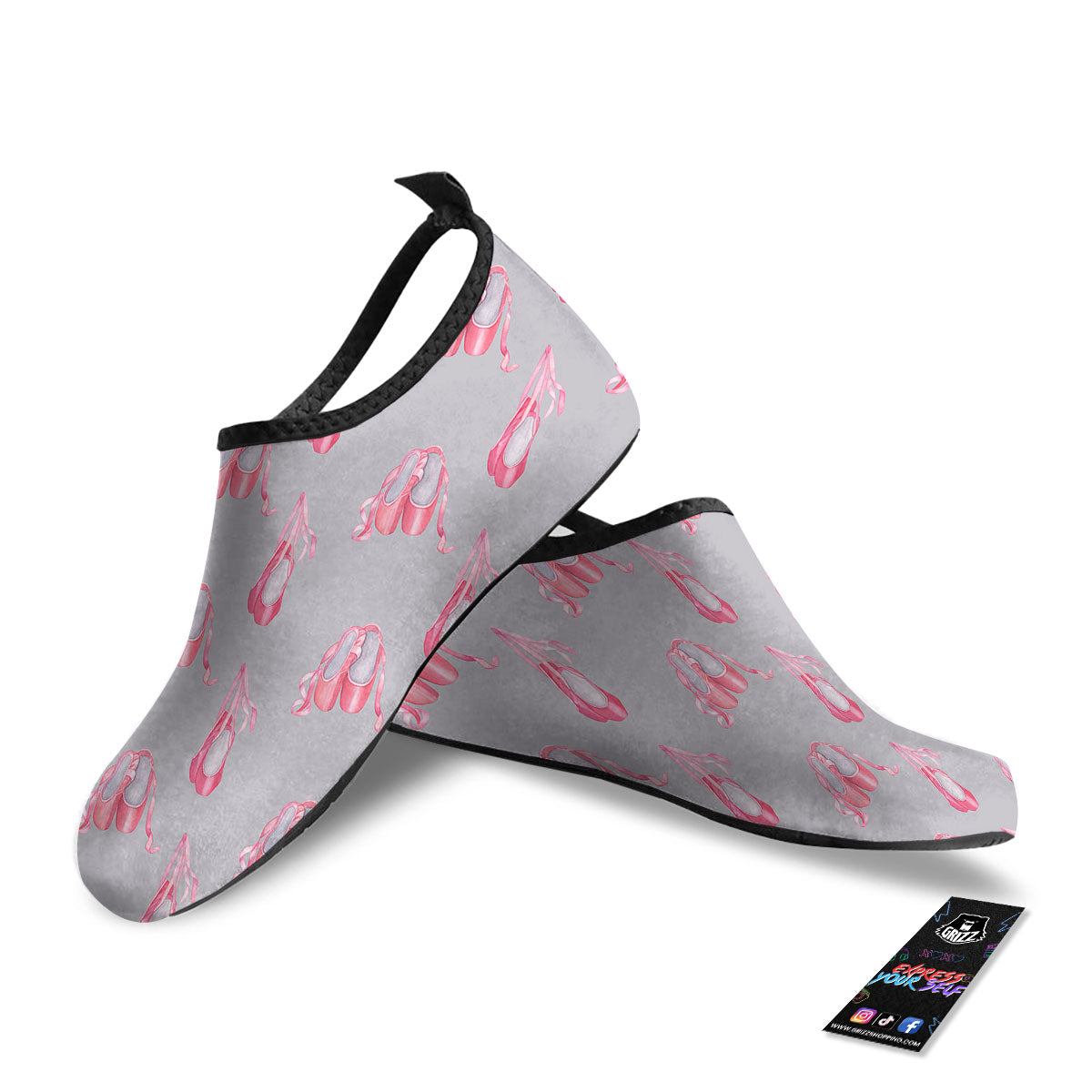 Pink Ballet Shoes Print Pattern Water Shoes-grizzshop