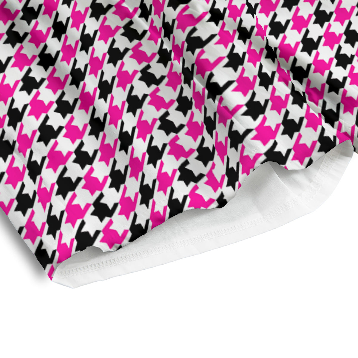 Pink Blac And White Houndstooth Print Men's Athletic Shorts