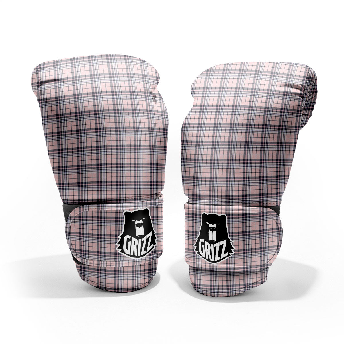 Pink Black And Blue Tartan Print Pattern Pro Boxing Glove