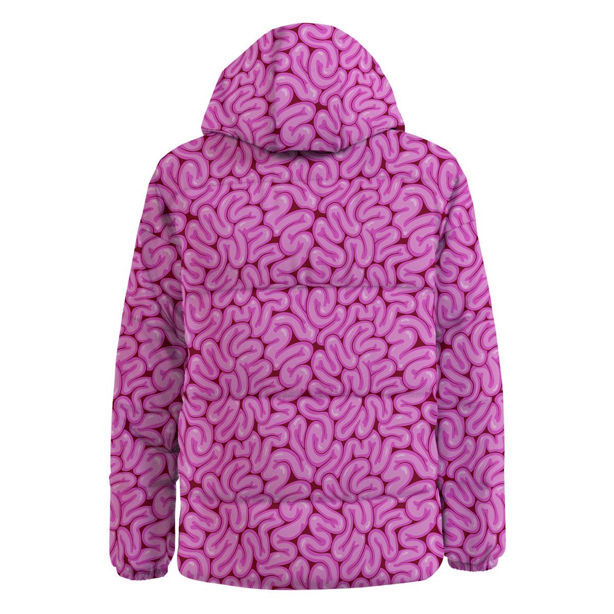 Pink Brains Cartoon Print Pattern Down Jacket-grizzshop