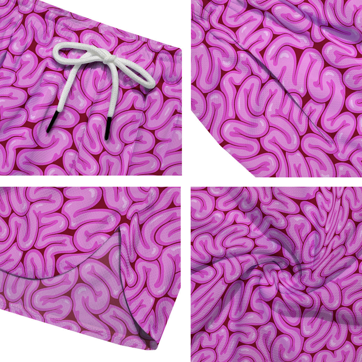 Pink Brains Cartoon Print Pattern Men's Running Shorts-grizzshop