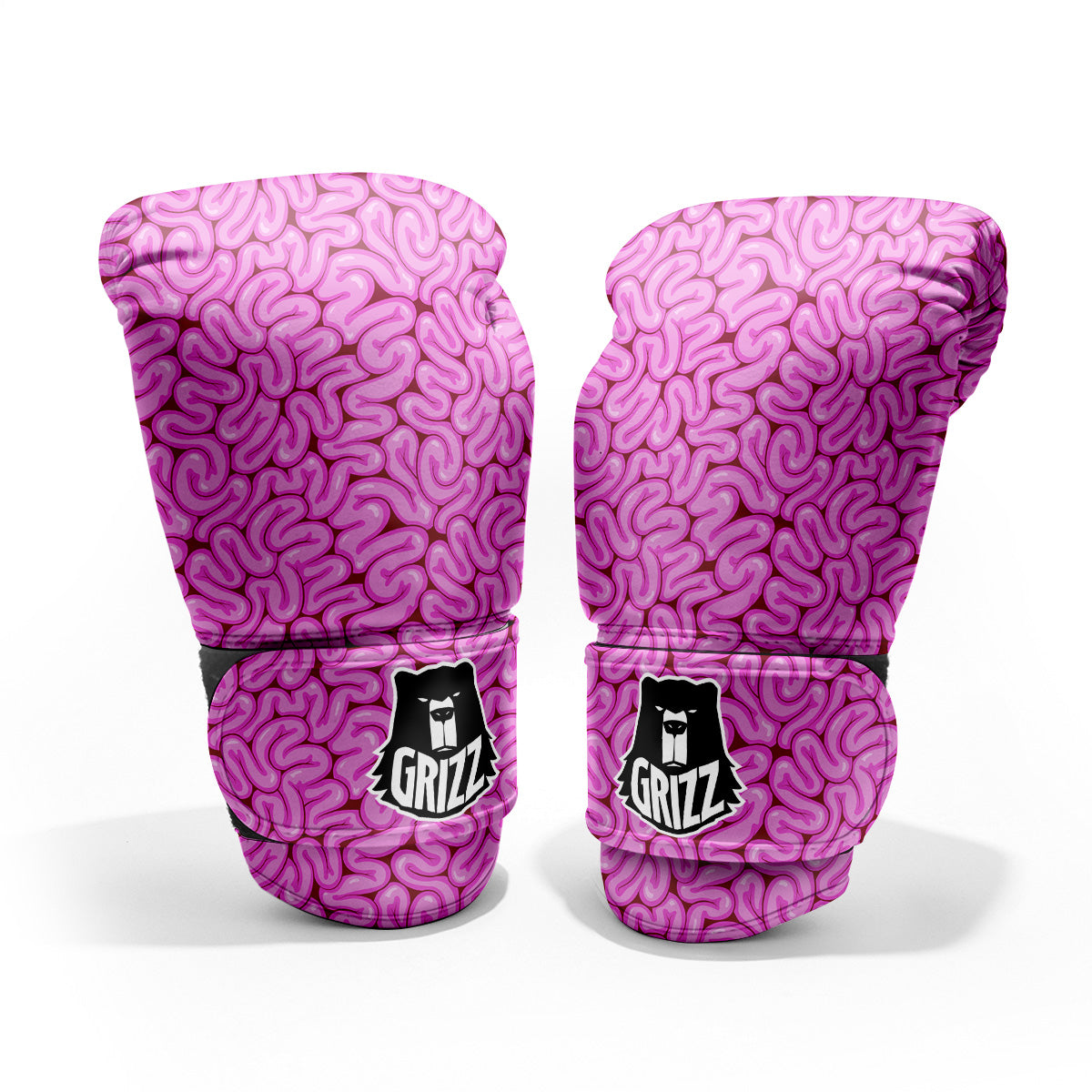 Pink Brains Cartoon Print Pattern Pro Boxing Glove