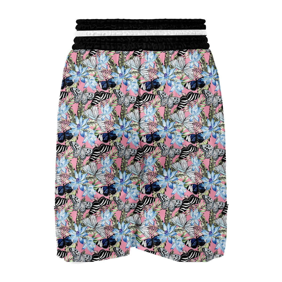 Pink Butterfly Palm Leave Boxing Shorts-grizzshop