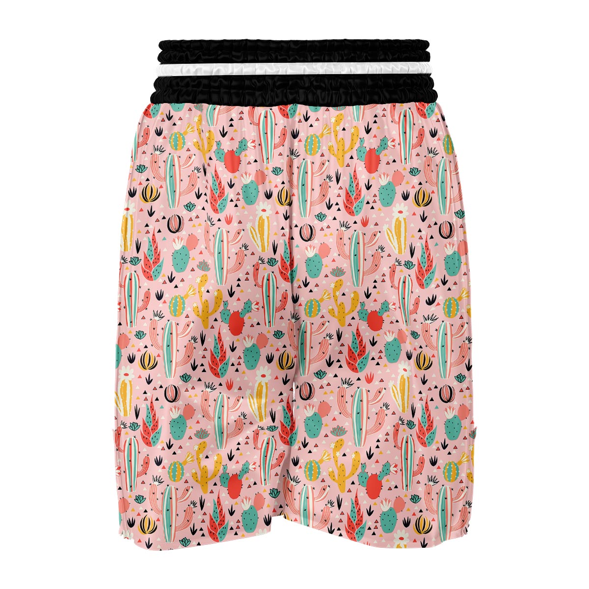 Pink Cactus Pattern Print Boxing Shorts-grizzshop
