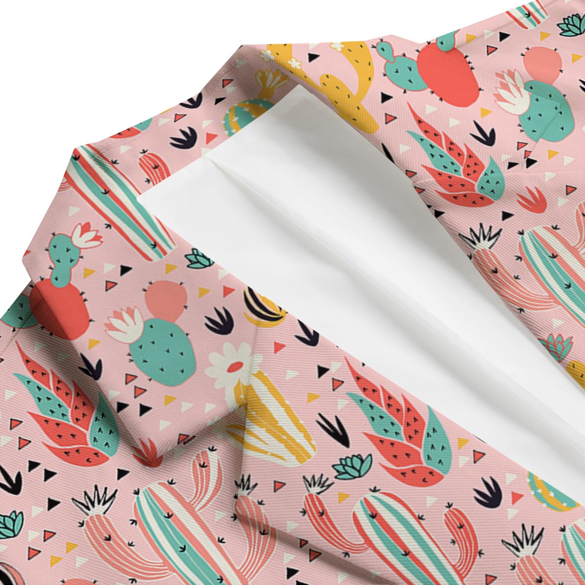 Pink Cactus Pattern Print Men's Blazer-grizzshop