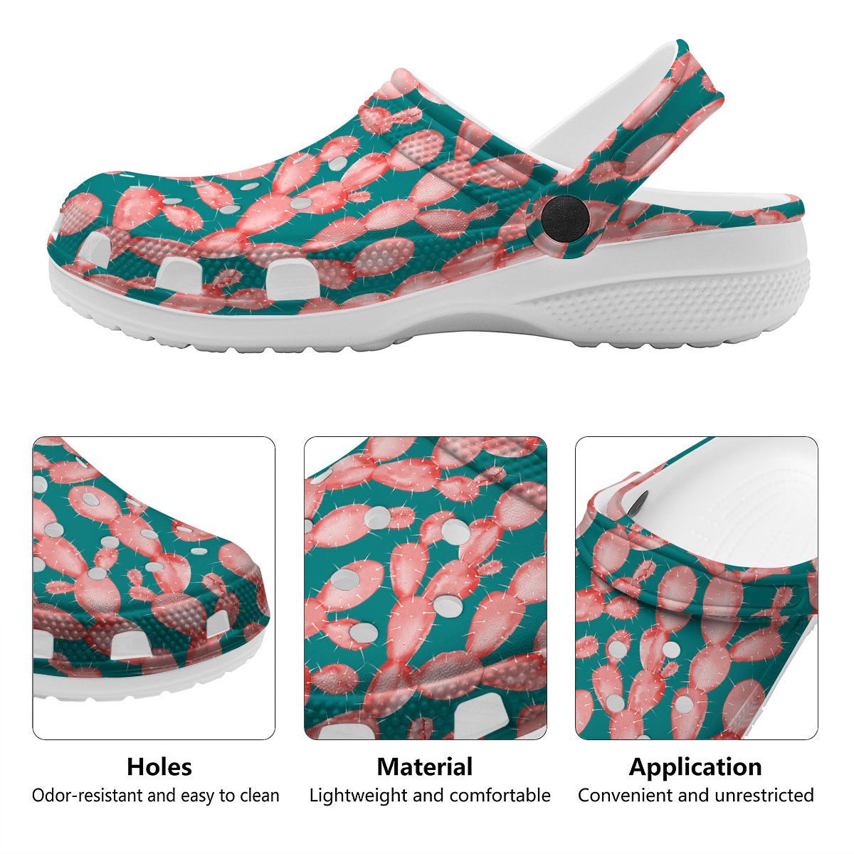 Pink Cactus Print Pattern Clog-grizzshop