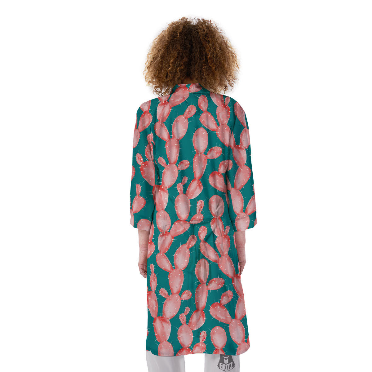 Pink Cactus Print Pattern Kimono-grizzshop