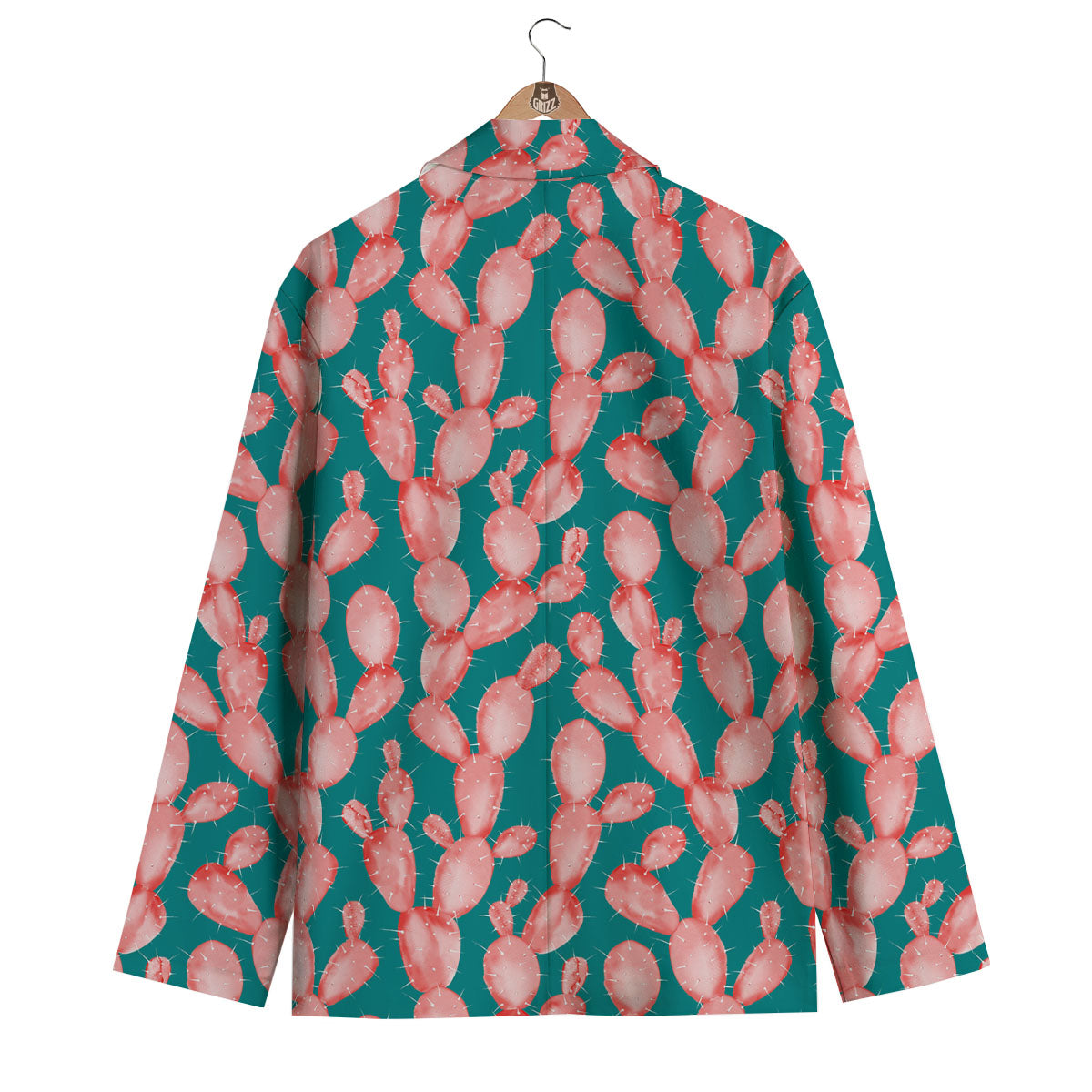 Pink Cactus Print Pattern Men's Blazer-grizzshop