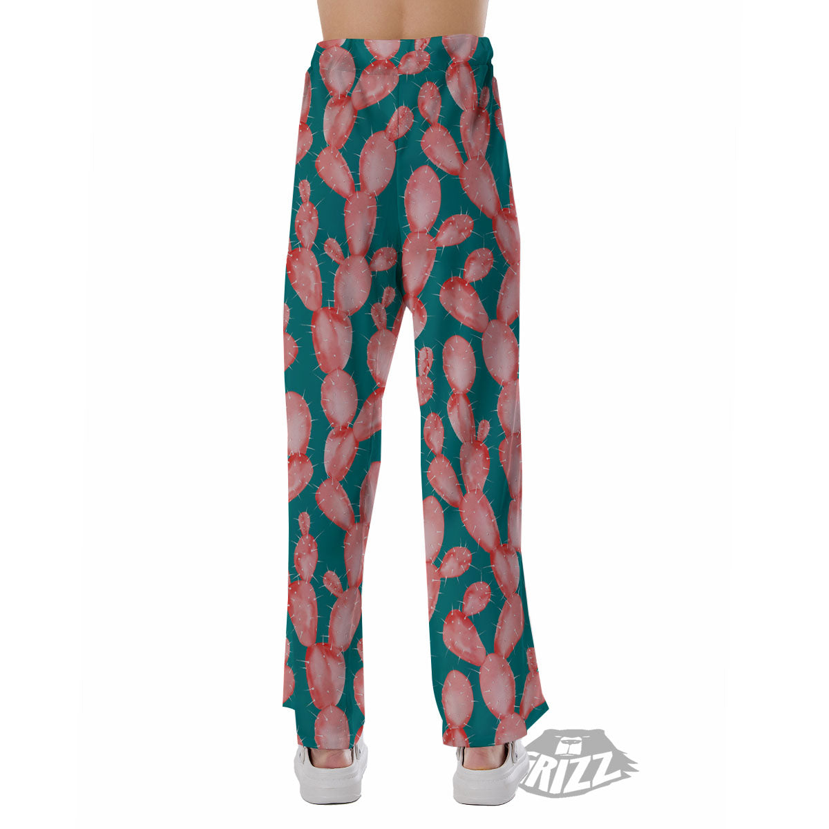 Pink Cactus Print Pattern Pajama Pants-grizzshop