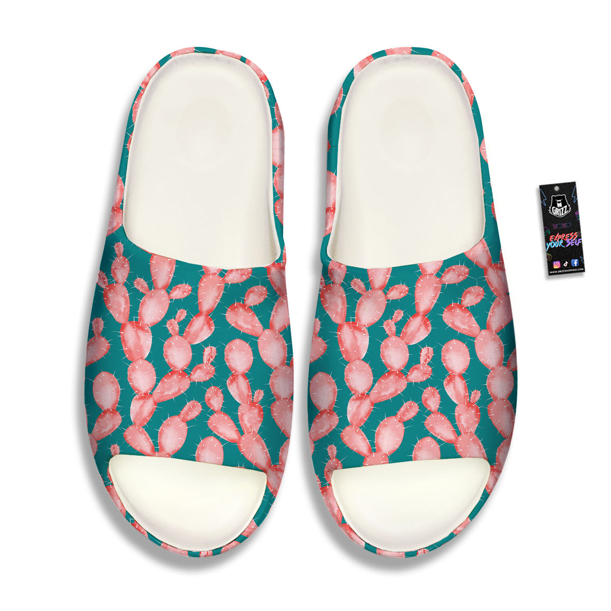 Pink Cactus Print Pattern Sandals-grizzshop