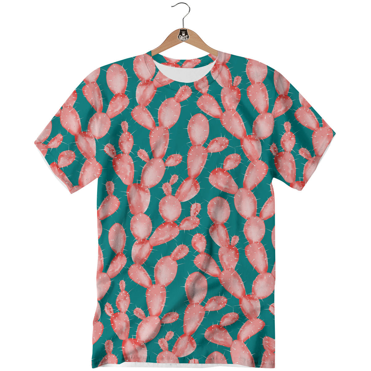 Pink Cactus Print Pattern T-Shirt-grizzshop