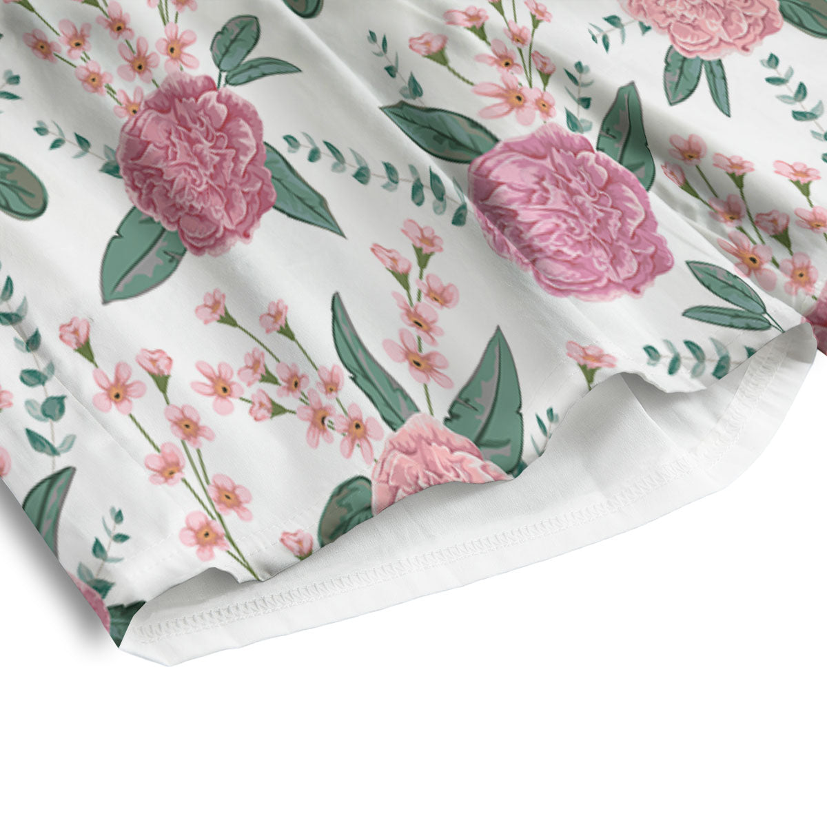 Pink Carnation White Print Pattern Men's Athletic Shorts