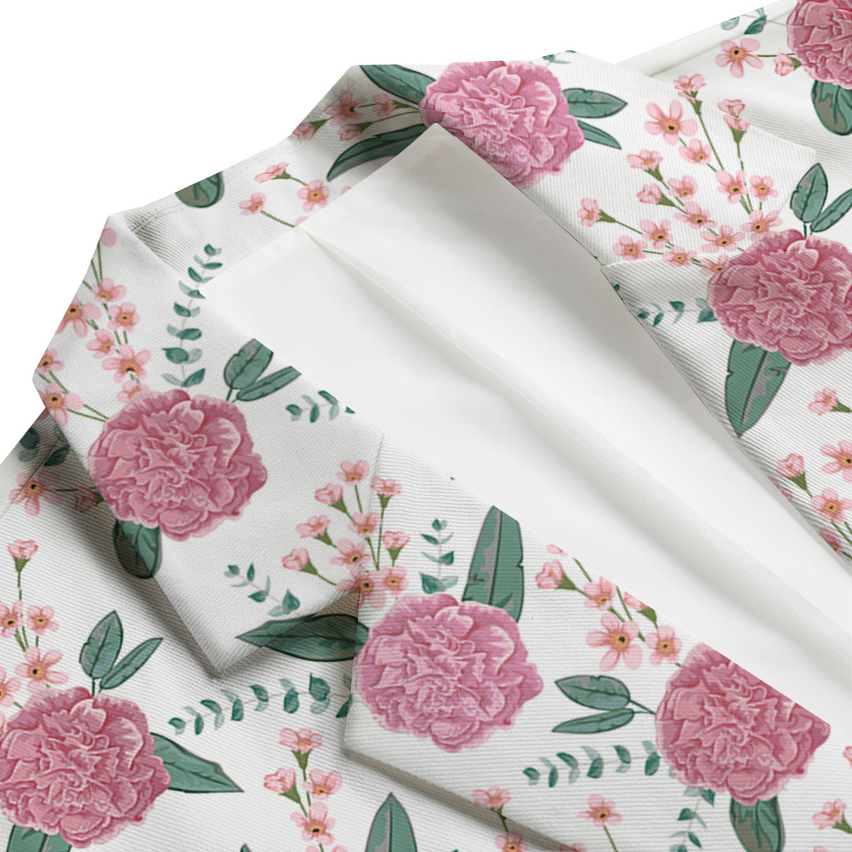 Pink Carnation White Print Pattern Men's Blazer-grizzshop
