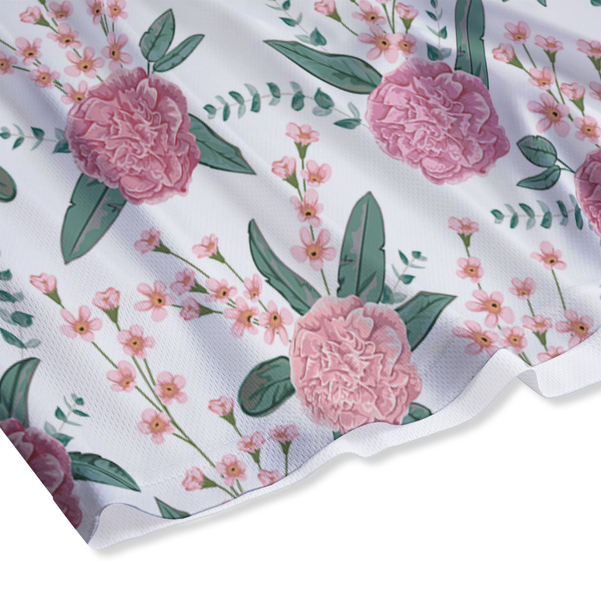 Pink Carnation White Print Pattern Mesh Shorts