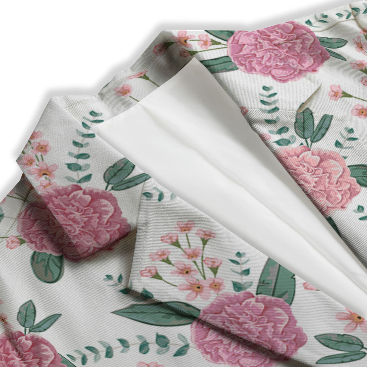 Pink Carnation White Print Pattern Women's Blazer-grizzshop