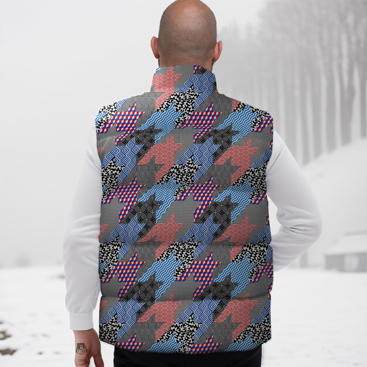 Pink Cartoon Cow Pattern Print Down Vest