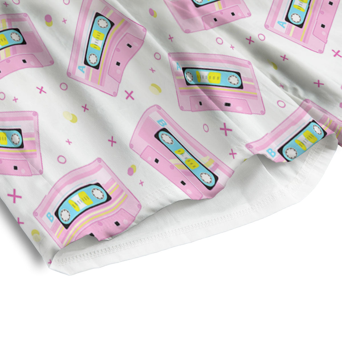 Pink Cassette Tape White Print Pattern Men's Athletic Shorts