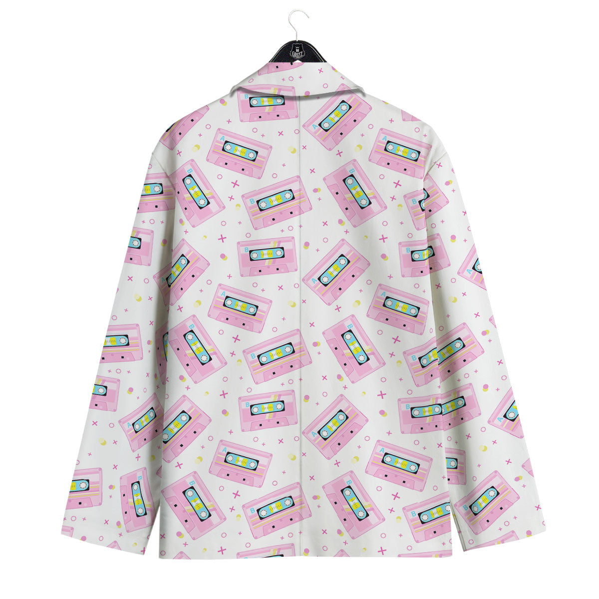 Pink Cassette Tape White Print Pattern Men's Sport Coat-grizzshop