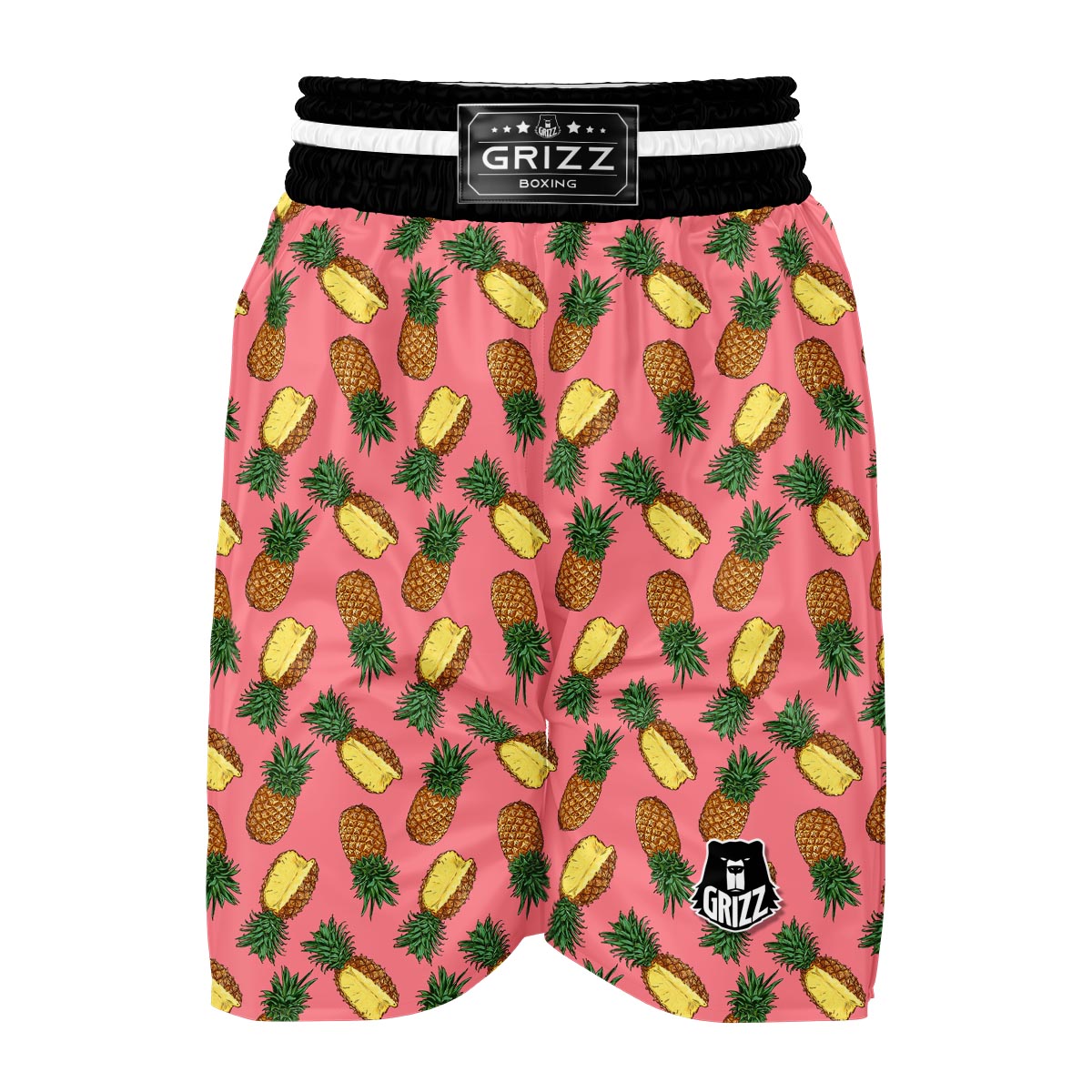 Pink Cutting Pineapple Print Boxing Shorts-grizzshop