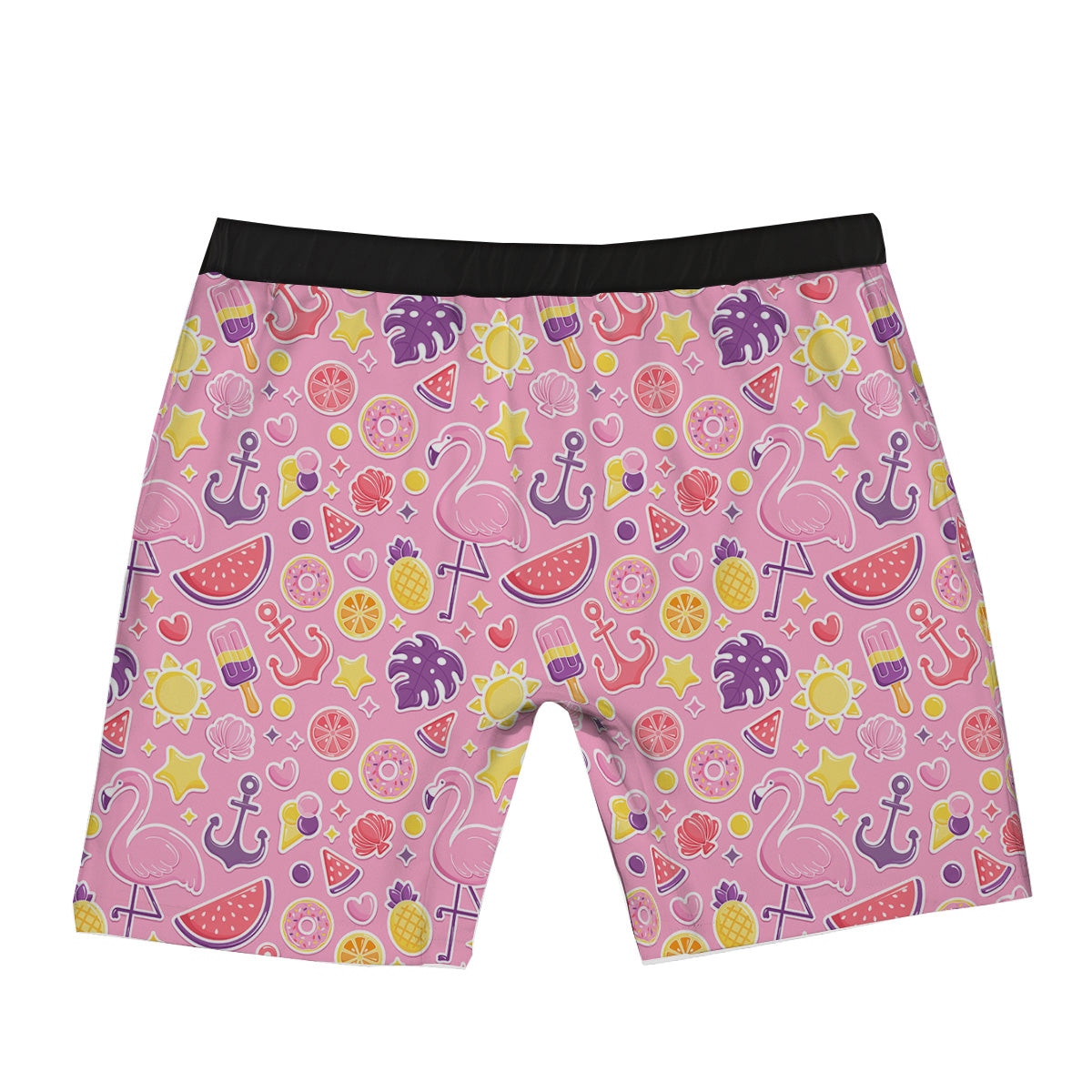 Pink Flamingo Summer Beach Print Pattern Boxer Briefs-grizzshop