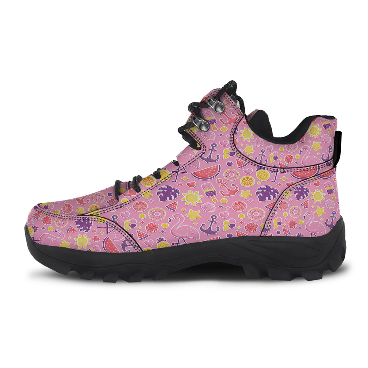Pink Flamingo Summer Beach Print Pattern Hiking Shoes-grizzshop
