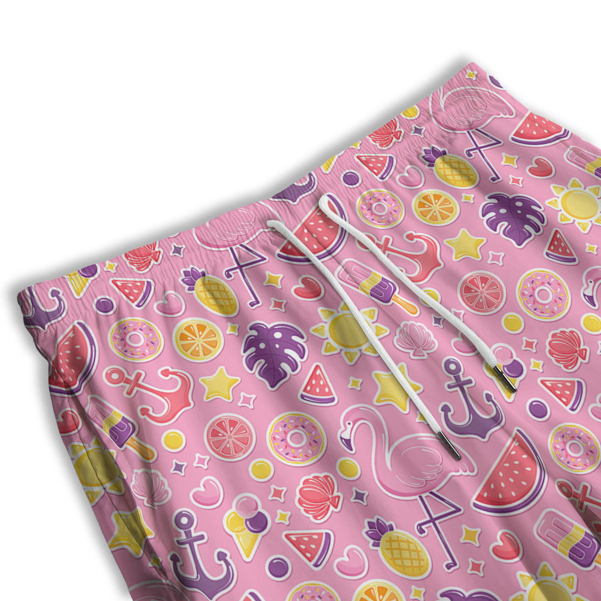 Pink Flamingo Summer Beach Print Pattern Men's Athletic Shorts