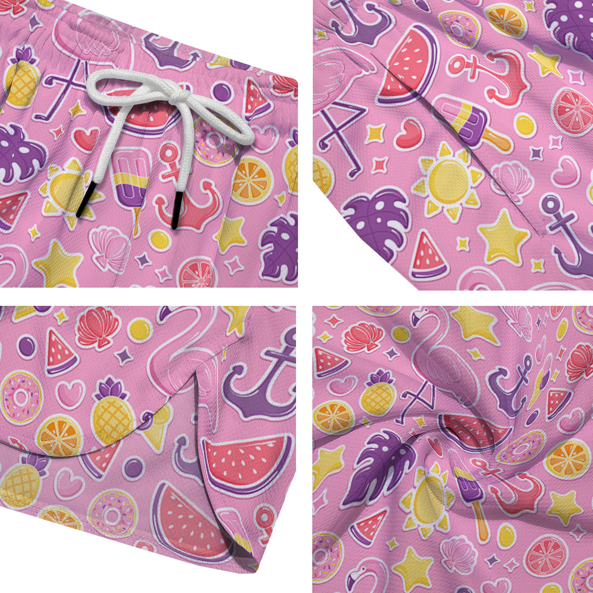 Pink Flamingo Summer Beach Print Pattern Men's Running Shorts-grizzshop