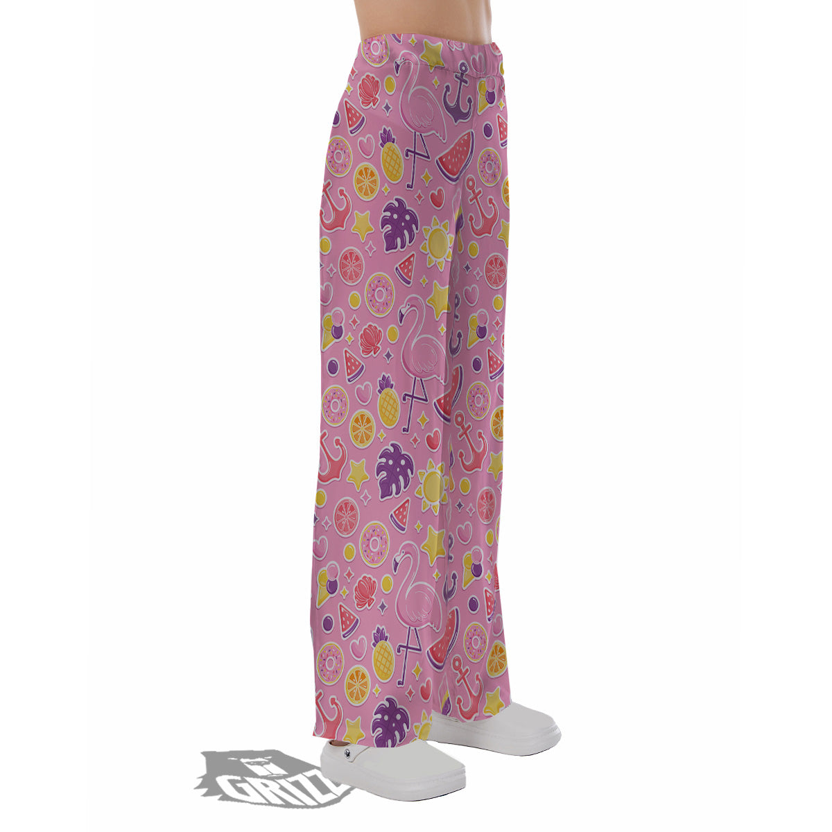 Pink Flamingo Summer Beach Print Pattern Pajama Pants-grizzshop