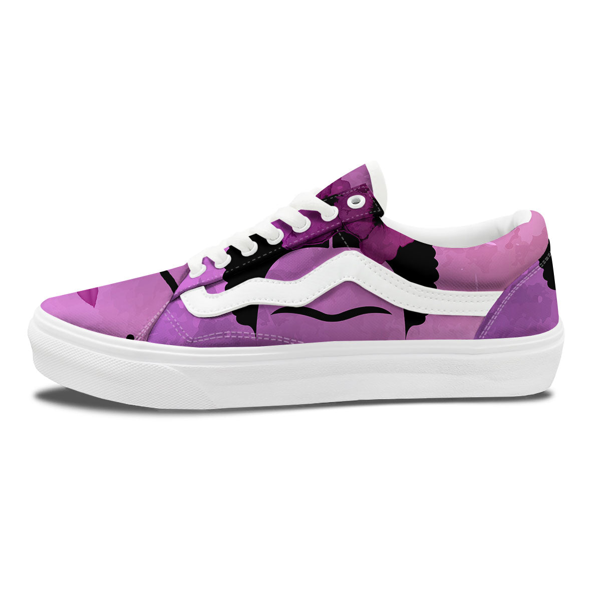 Pink Floral And Frida Kahlo Print Skate Shoes-grizzshop