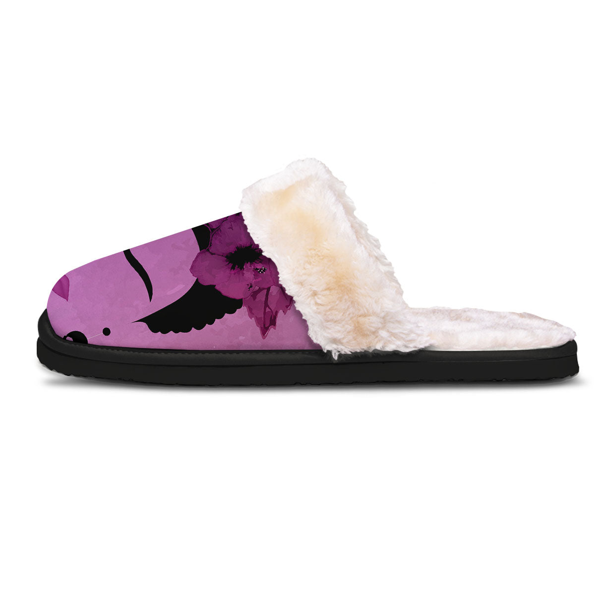 Pink Floral And Frida Kahlo Print Slippers-grizzshop