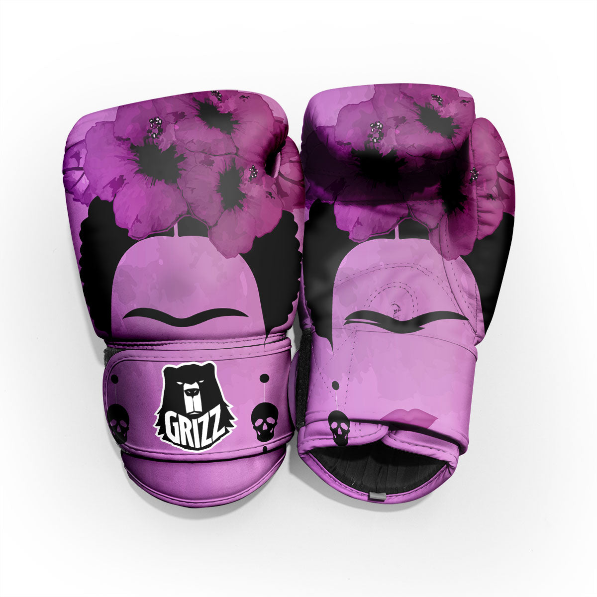Pink Floral And Frida Kahlo Print Pro Boxing Glove