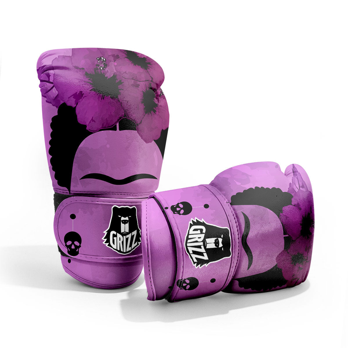 Pink Floral And Frida Kahlo Print Pro Boxing Glove
