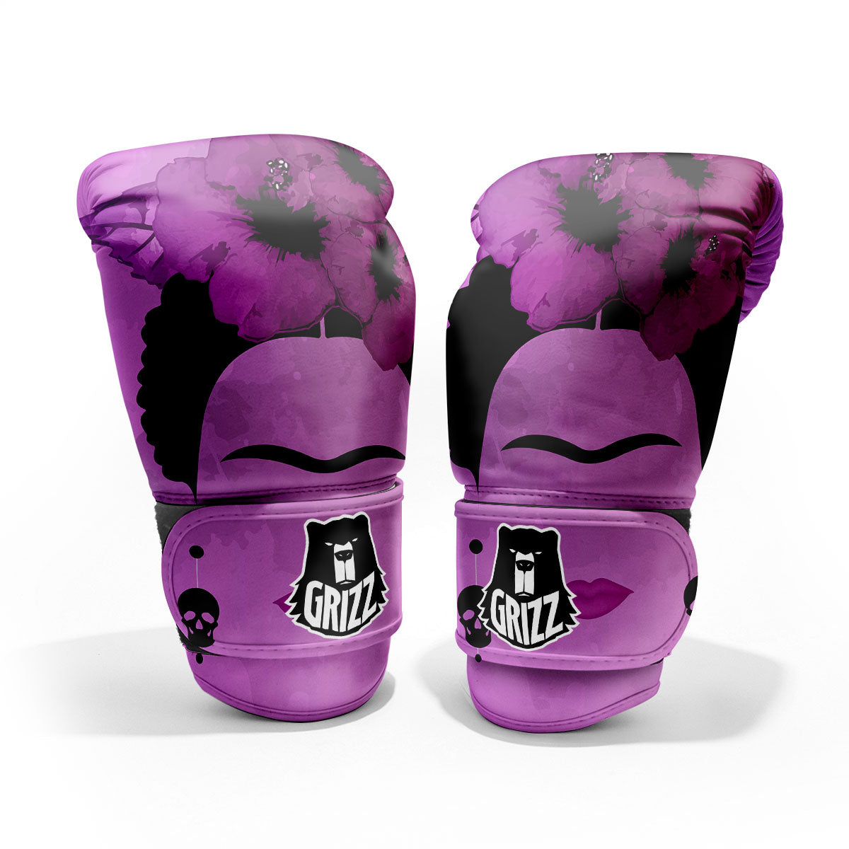 Pink Floral And Frida Kahlo Print Pro Boxing Glove