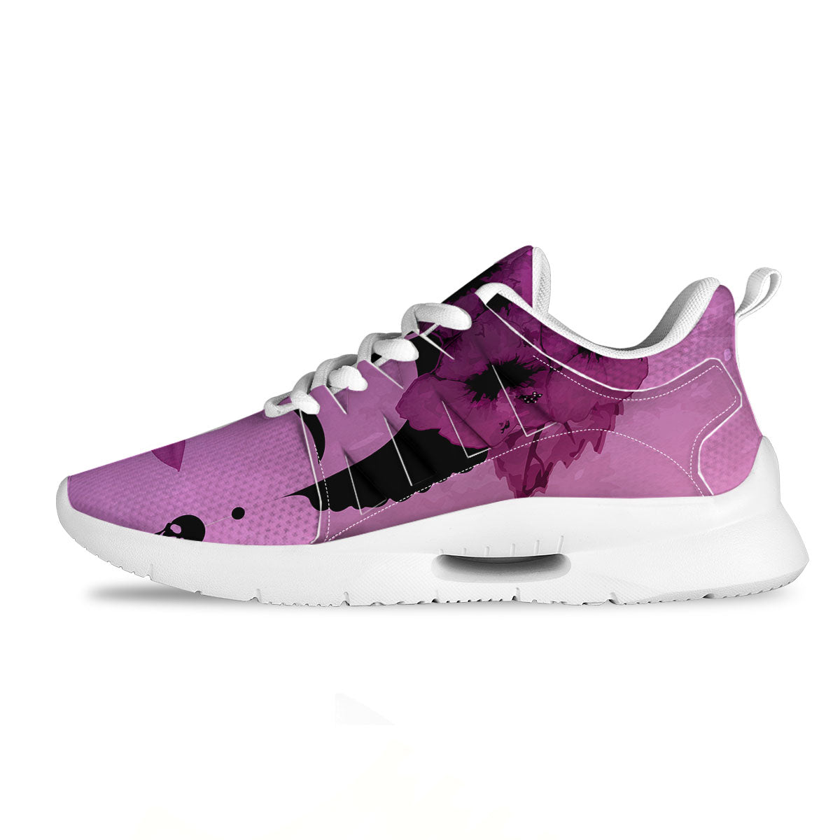 Pink Floral And Frida Kahlo Print Tennis Shoes-grizzshop